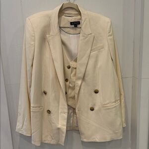 J. Crew Ivory Blazer and Vest with Brass Buttons